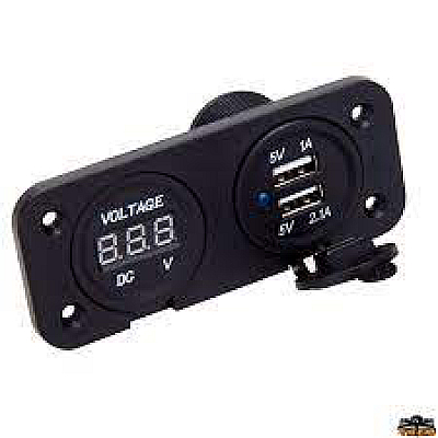 ДВОЕН USB БУКСА + VOLTMETER